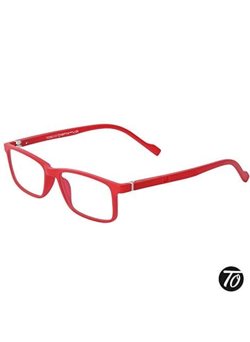 Tom Oliver JUNIOR Blue Light Blocking Computer Screen Glasses - Anti Harmful Blue Light, UV, Glare | Protection Eyewear for Children from Digital Screen Time & Home schooling for Boy's & Girl's Age 5 - 12 (Rectangle, Red) - Image 2