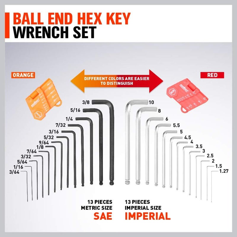 HORUSDY Ratcheting Wrench Set | 48-Piece | Cr-V Steel | 72 Teeth Ratchet Wrench 6-18mm & SAE 1/4-3/4" | with Roll Up Pouch and Allen Wrench - Image 5