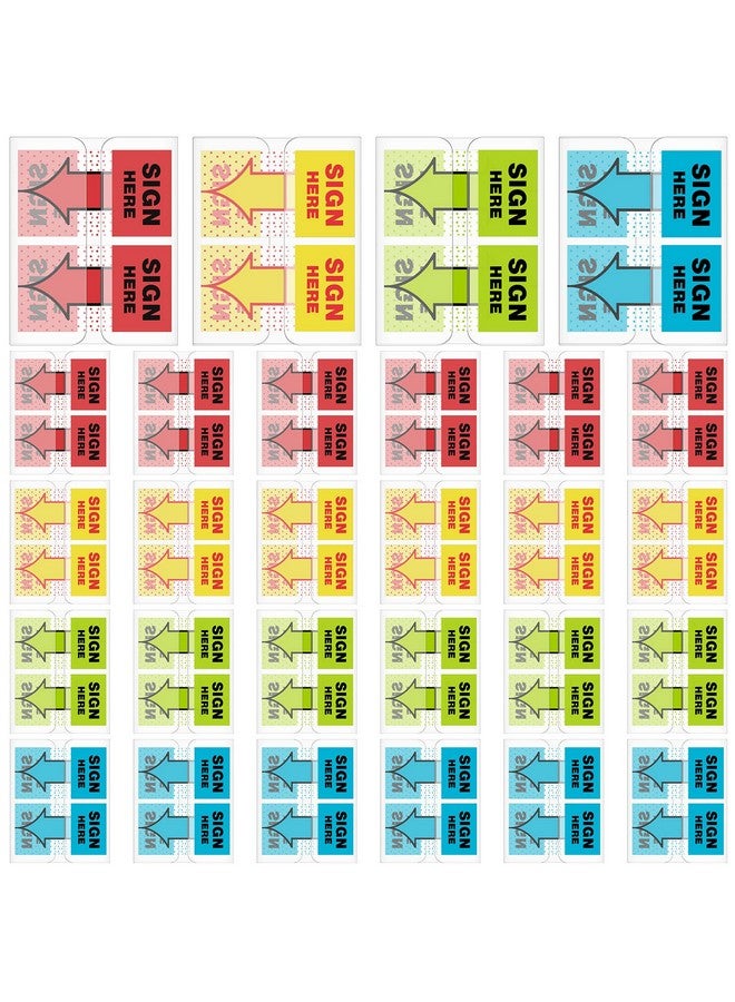 Jutom 1250 Pcs/ 25 Packs Sign Here Sign Date Tabs Sign Here Sign Date Sign Stickers With Dispenser Arrow Flag Easy To Post For Office School Annotating Books 1 Inch(Red Yellow Blue Green) - Image 1