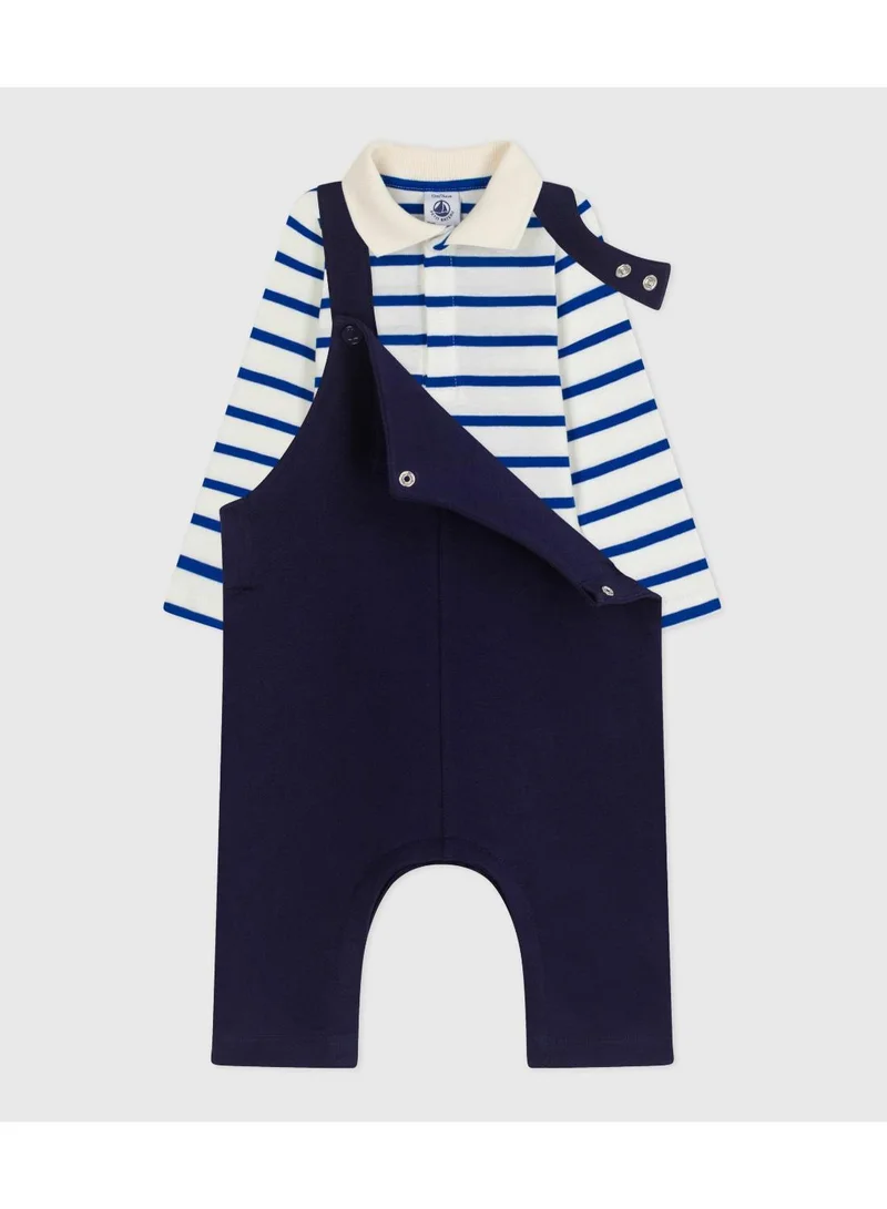Petit Bateau Babies' cotton gift set: dungarees and a body