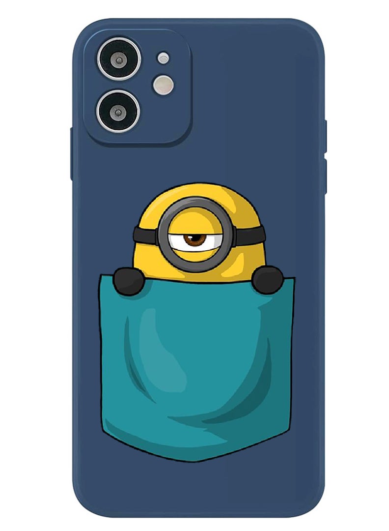 Theodor Protective Slim Fit Case Liquid Silicone Cover with Full Body Protection Anti-Scratch Shockproof Case For iPhone 12 Blue  - Minion Pocket - Image 1