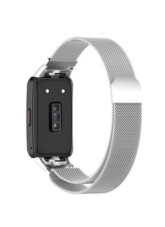 Generic Replacement Band for Huawei Band 6/Honor Band 6 Band Magnetic Stainless Steel Strap Loop Watch Band Sports Straps (Silver)  - Image 3