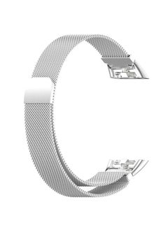 Generic Replacement Band for Huawei Band 6/Honor Band 6 Band Magnetic Stainless Steel Strap Loop Watch Band Sports Straps (Silver)  - Image 2