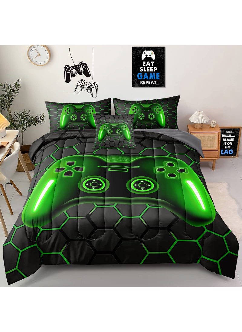 Z.Jian HOME Z.Jian HOME 6 Pieces Gaming Bedding Set Queen Size for Boys Gamer Comforter Set for Boys Girls Kids Teens 6 Piece Bed in A Bag Video Game Bedding for Gamer Room Decorative Queen47  - Image 1