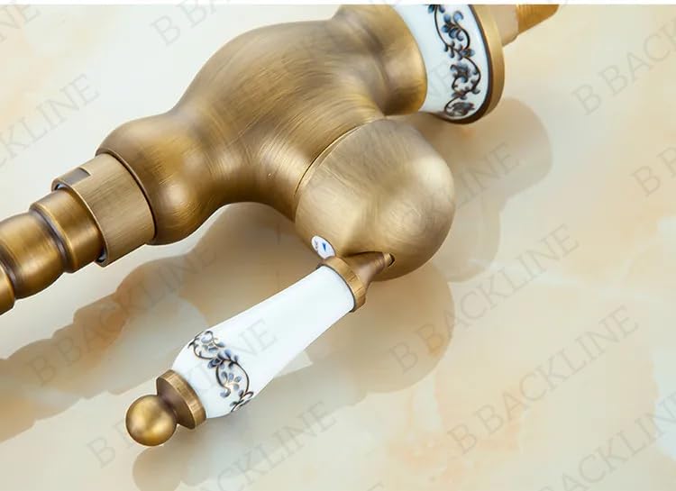 B BACKLINE صنبور خلط حوض نحاسي B BACKLINE صنبور حوض ساخن وبارد صنبور عمود للحوض لصنبور الحمام وغرفة المعيشة بتشطيب عتيق - Image 4