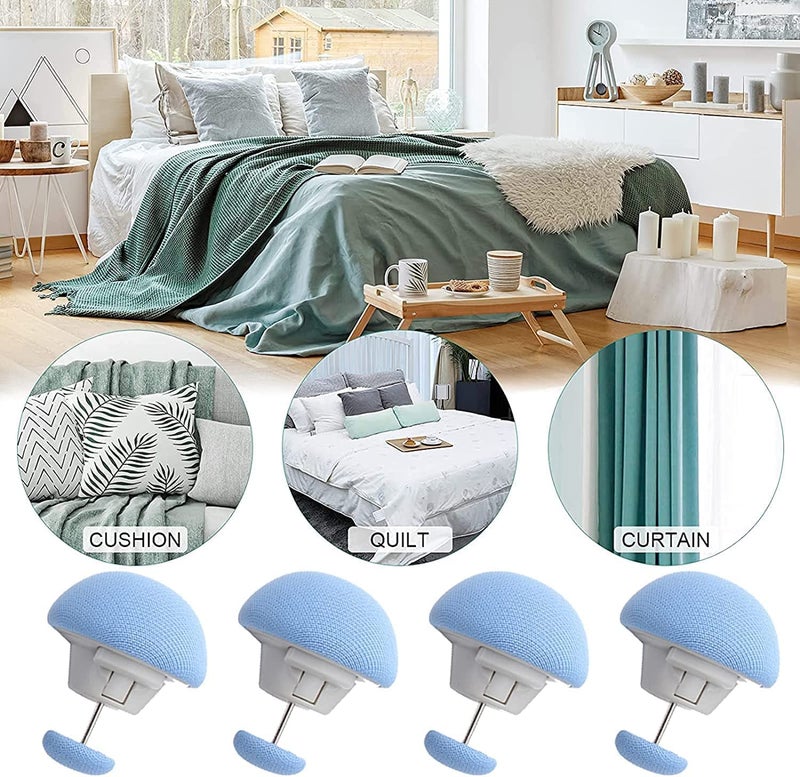 6pcs Bed Sheet Clips | Non-Slip Duvet Cover Holder Fixator with One-Key Unlock | Comforter Blanket Fastener for Mattress, Sheets, Curtains & Socks | Cotton Mushroom Shape Clip  - Image 4