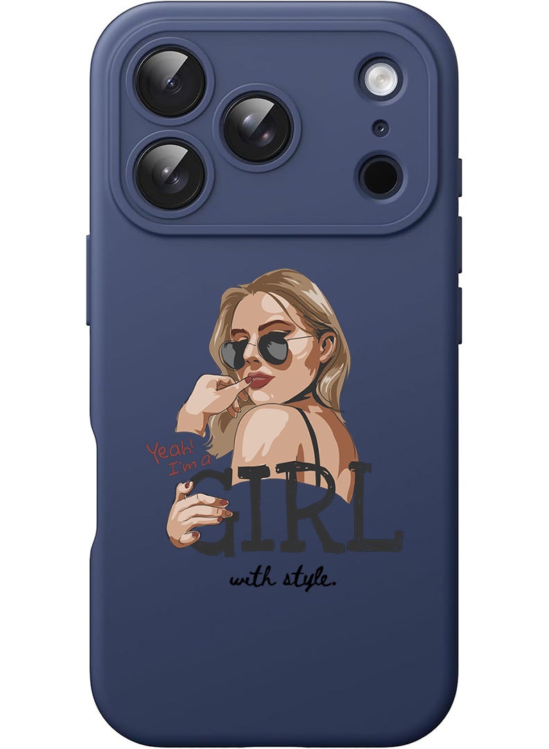 Theodor Protective Slim Fit Case Liquid Silicone Cover with Full Body Protection Anti-Scratch Shockproof Case For Apple iPhone 17 Pro (Blue) Girl with Style - Image 1