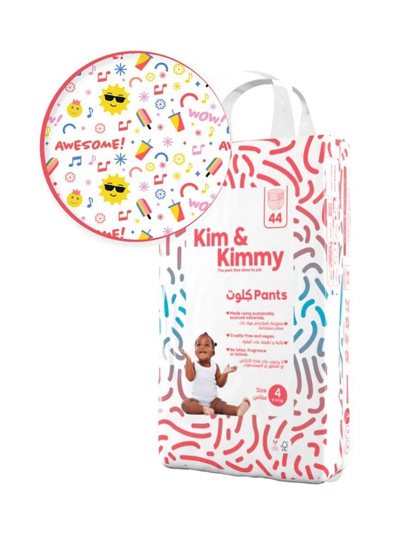 Kim & Kimmy KimandKimmy Awesome Printed Pant Style Diapers, 44 Pieces, Size 4, 9 to 14kg - Wetness Indicator, 12Hrs Leak Protection, Comfy Fit - Image 1