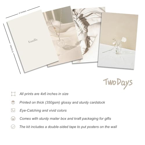 TwoDays Vanilla Girl Aesthetic Room Decor, Clean Girl Aesthetic Wall Collage Kit Pictures for Dorm, Neutral Posters, Cream Wall Art Prints for Bedroom.(Set of 50, 4" × 6") - Image 2