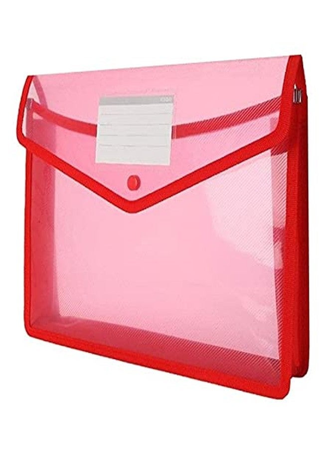 FEDUS Document Holder Envelope Folder,File Storage Bag with Snap Button Transparent Plastic File for documents File Holder/Document Folder for Certificates Legal Documents Organizers,Pack 1 RED - Image 1