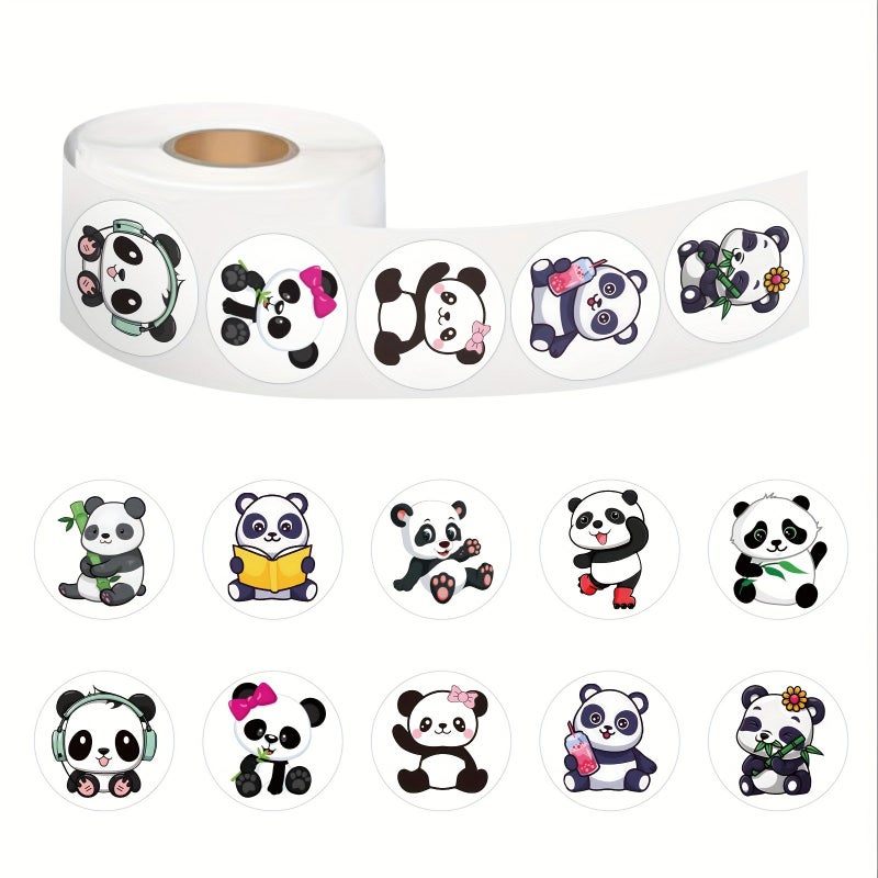 500 Pcs Cute Panda Cartoon Sticker Roll Random Five Color For Stationery Water Bottles - Image 4