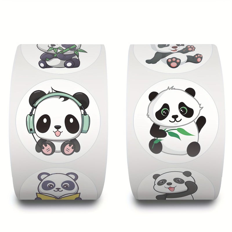 500 Pcs Cute Panda Cartoon Sticker Roll Random Five Color For Stationery Water Bottles - Image 1