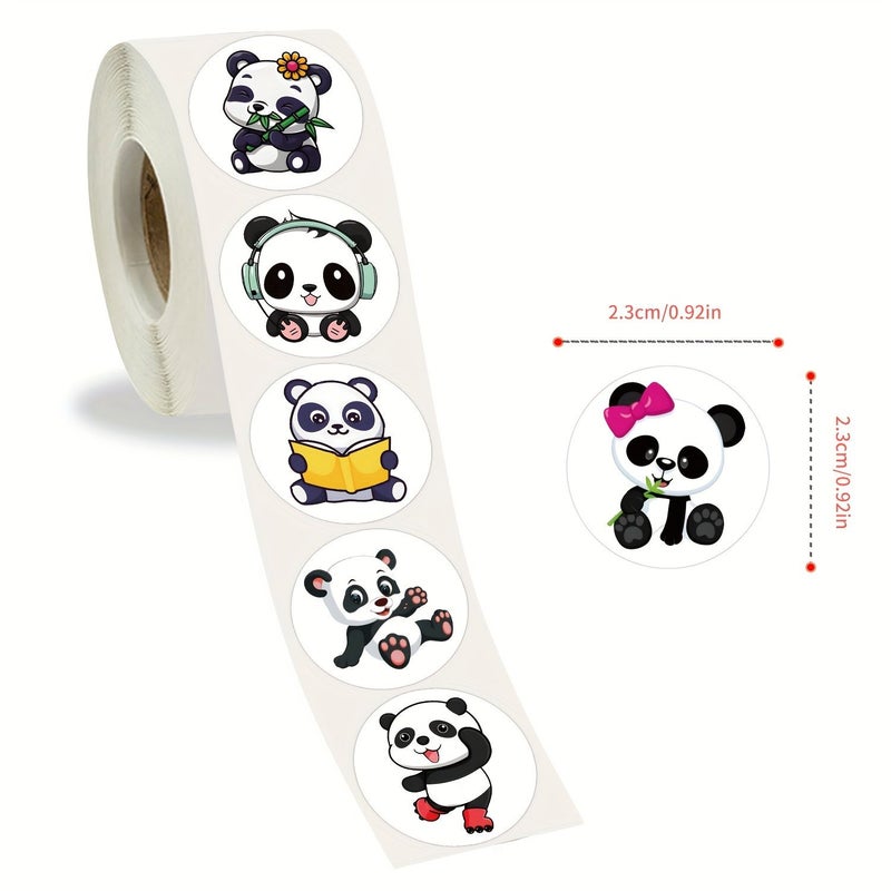 500 Pcs Cute Panda Cartoon Sticker Roll Random Five Color For Stationery Water Bottles - Image 2
