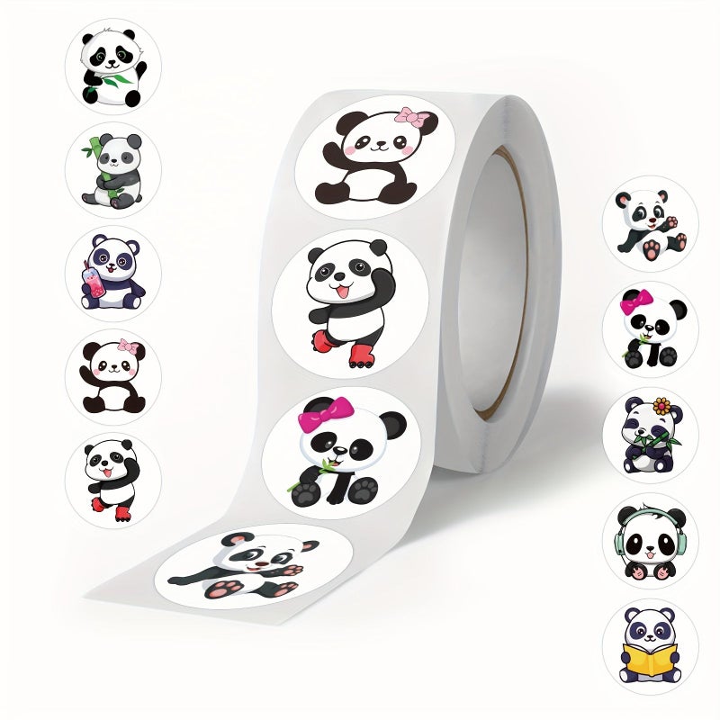 500 Pcs Cute Panda Cartoon Sticker Roll Random Five Color For Stationery Water Bottles - Image 3