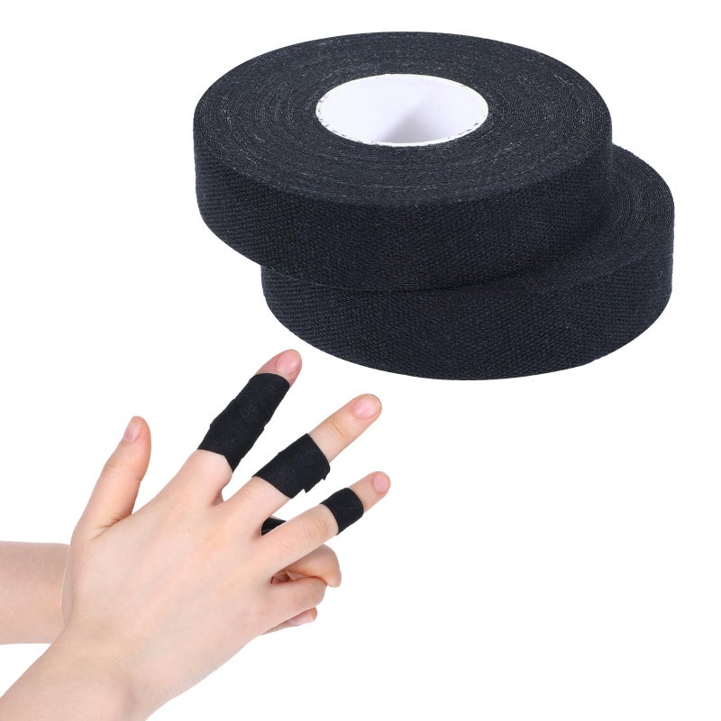 2 Rolls Finger Tape Extra Strong Adhesive 06Inch x 32feet Athletic Tape for Fingers Hands Toes Rock Climbing Tape SkinFriendly Sports Tape for Outdoor Sports Climbing Football Black