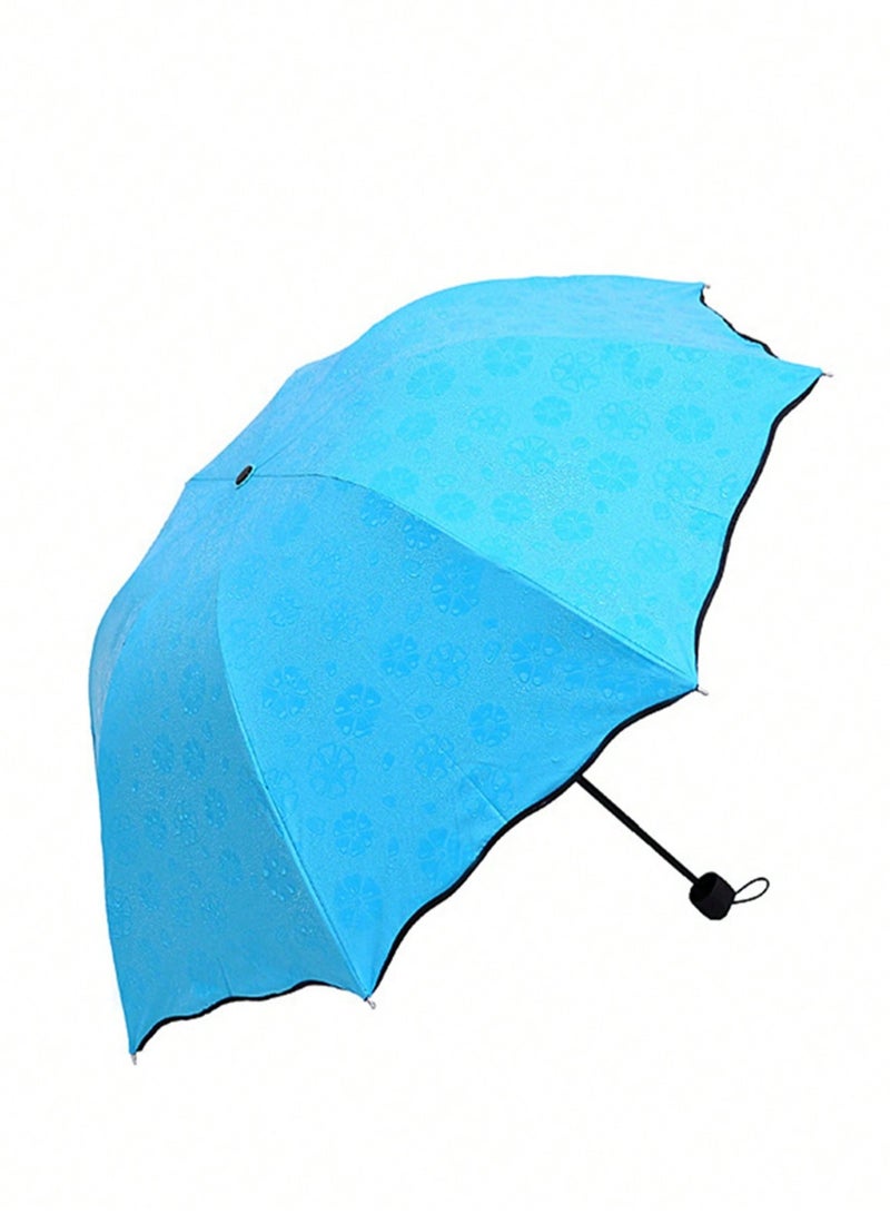 مظلة قابلة للطي من NT 1 قطعة Blue Magic، تزهر في المطر والماء، مقاومة للرياح، للنساء والفتيات والتخييم والمشي لمسافات طويلة والسفر والمظلة والحماية من الأشعة فوق البنفسجية - Image 2