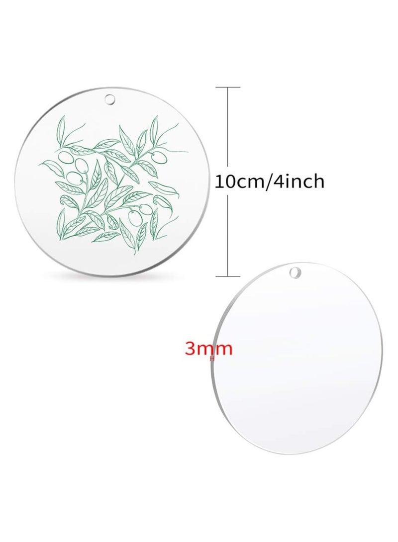 TPGP 24 PCS 4 Inch/10cm Acrylic Disks,1/8" Thickness,Clear Acrylic Round Circles Blanks for Vinyl Project,DIY Keychain Coaster,Decorative Ornament,Name Plate,Arts and Craft Supplies (with Hole) - Image 2