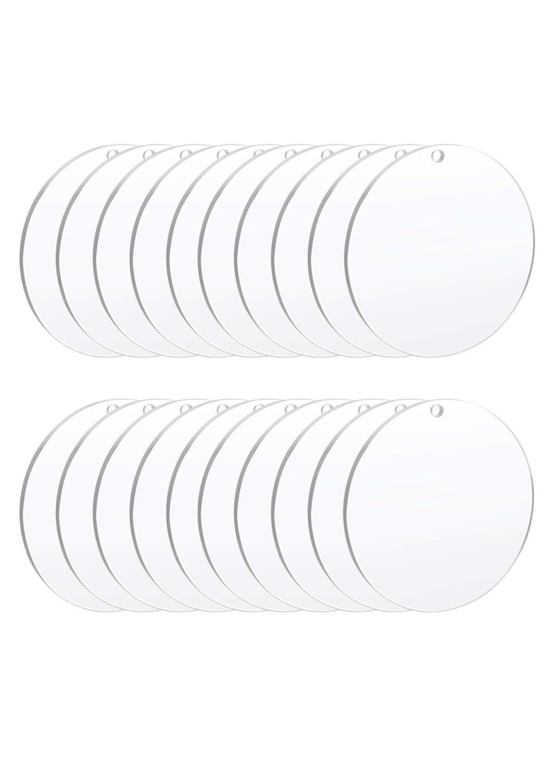 TPGP 24 PCS 4 Inch/10cm Acrylic Disks,1/8" Thickness,Clear Acrylic Round Circles Blanks for Vinyl Project,DIY Keychain Coaster,Decorative Ornament,Name Plate,Arts and Craft Supplies (with Hole) - Image 1