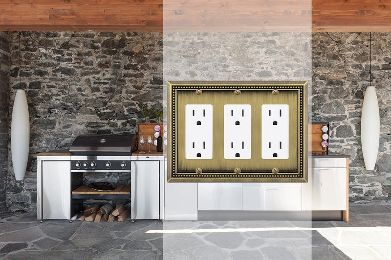 Henne Bery Sunken Pearls Heavy Duty Decorative Wall Plate Switch Plate Outlet Cover (Triple Decorator, Antique Brass) - Image 4
