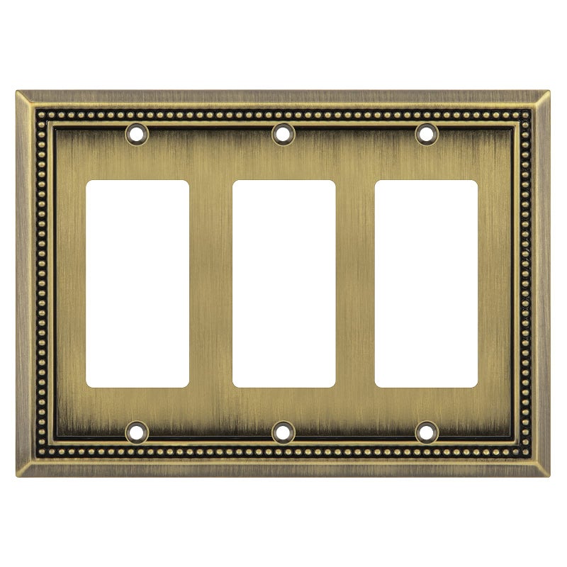 Henne Bery Sunken Pearls Heavy Duty Decorative Wall Plate Switch Plate Outlet Cover (Triple Decorator, Antique Brass) - Image 1