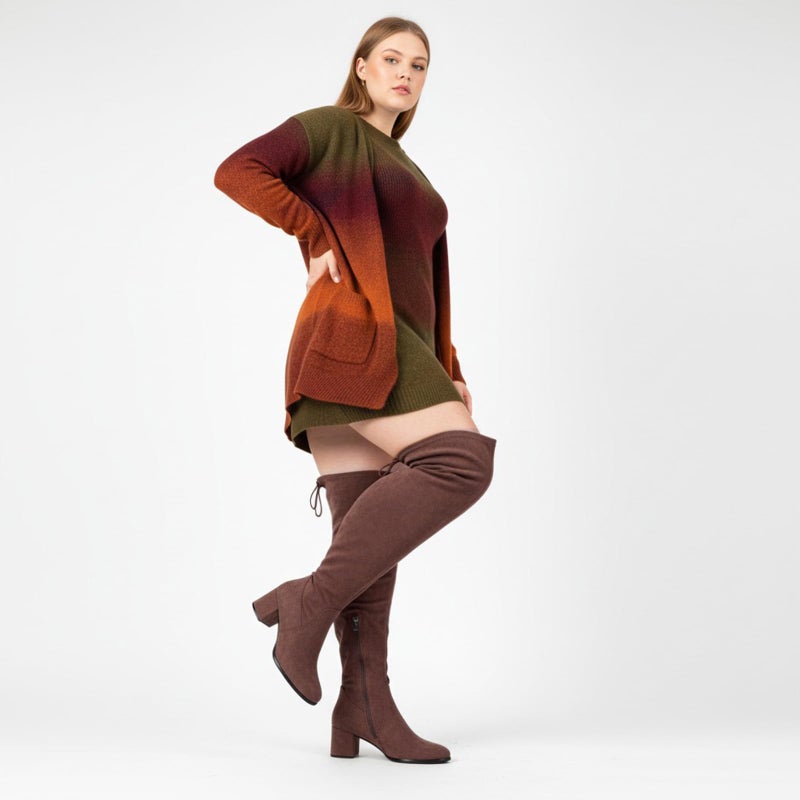 Vipost 2.5-inch Wide Calf Wide Width Thigh High Boots, Suede over the Knee Boots for Women, Plus Size Chunky â€‹â€‹Block Heel Round Toe Fall Boots with Side Zipper, Fall Winter Fashion 2025 - Image 4