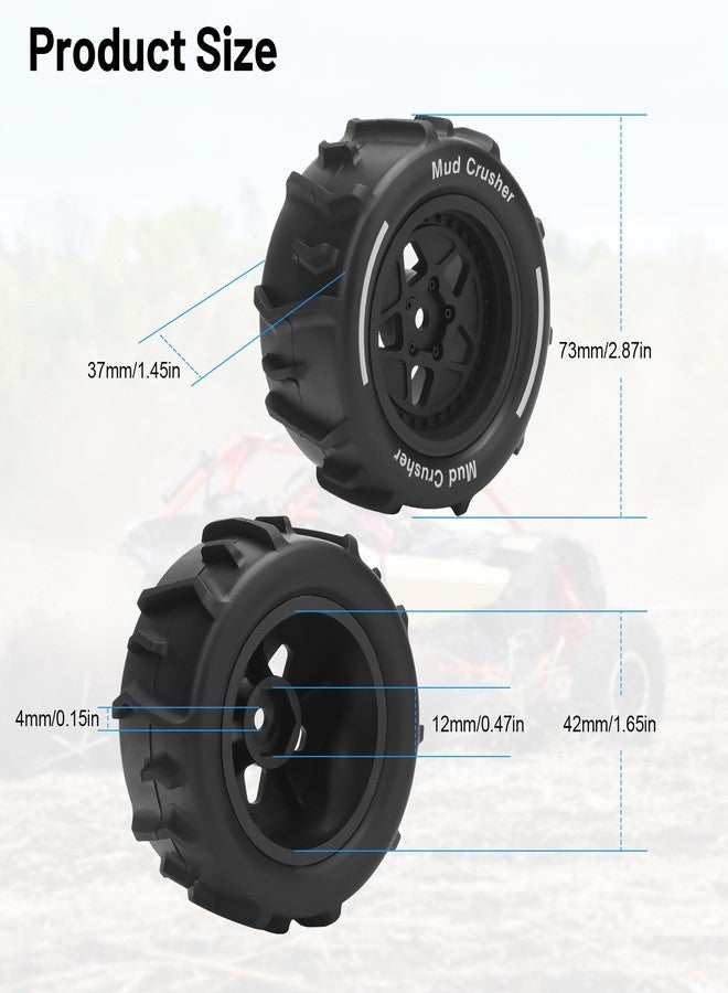 daitoku 1/18 RC Wheels and Tires, daitoku 12mm Hex Hub RC Car Beach Tires for ARRMA1/18 Granite GROM - Black - Image 5
