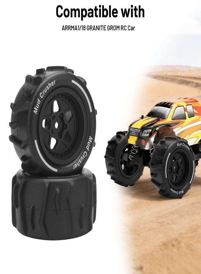 daitoku 1/18 RC Wheels and Tires, daitoku 12mm Hex Hub RC Car Beach Tires for ARRMA1/18 Granite GROM - Black - Image 4