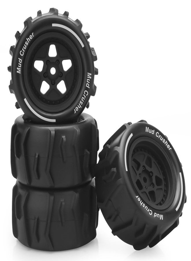daitoku 1/18 RC Wheels and Tires, daitoku 12mm Hex Hub RC Car Beach Tires for ARRMA1/18 Granite GROM - Black - Image 1