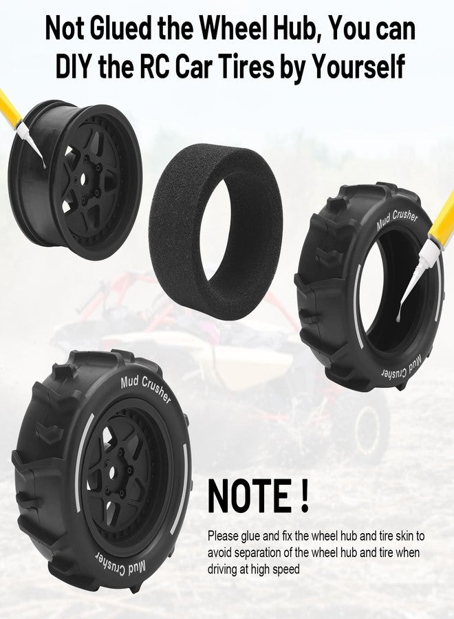 daitoku 1/18 RC Wheels and Tires, daitoku 12mm Hex Hub RC Car Beach Tires for ARRMA1/18 Granite GROM - Black - Image 2