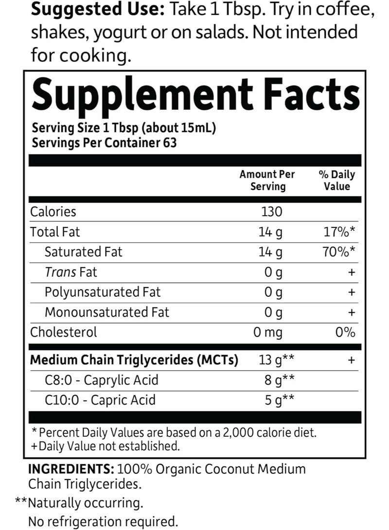 Garden of Life Dr. Formulated Brain Health 100% Organic Coconut MCT Oil 32 fl oz Unflavored, 13g MCTs, Keto & Paleo Diet Friendly Body & Brain Fuel, Certified Non-GMO Vegan & Gluten Free, Hexane-Free - Image 2