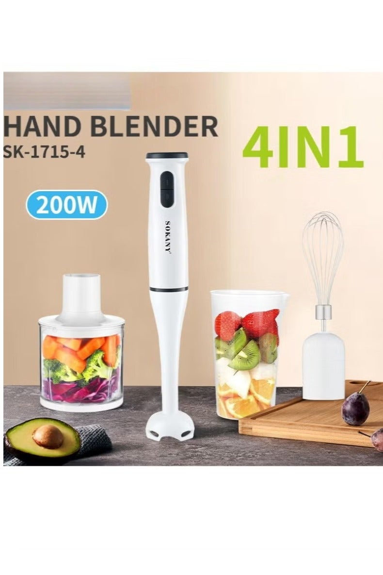 Denx 4-in-1 Hand Blender, 0.5L XL Chopper, 0.7L Beaker, Detachable Electric Stick Blender Set