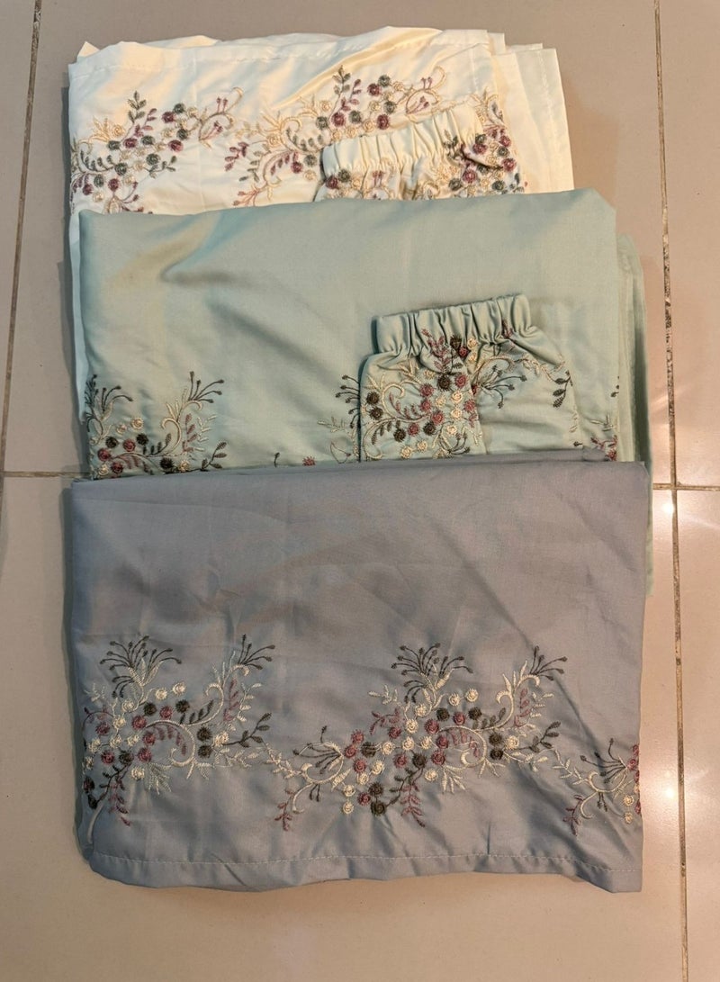 Brides Embroidered prayer shawl, cool cotton, open to wear - set of 3 pieces in different colors - Image 1