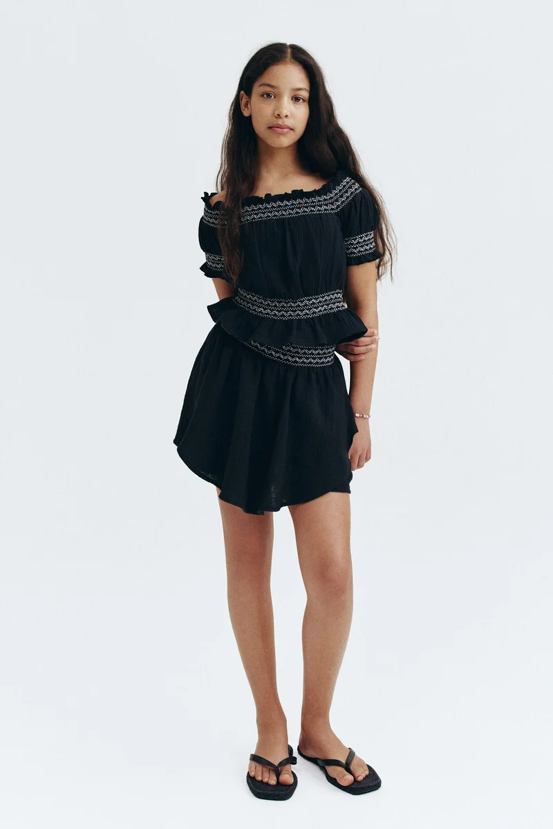 H&M Smock-detail muslin top