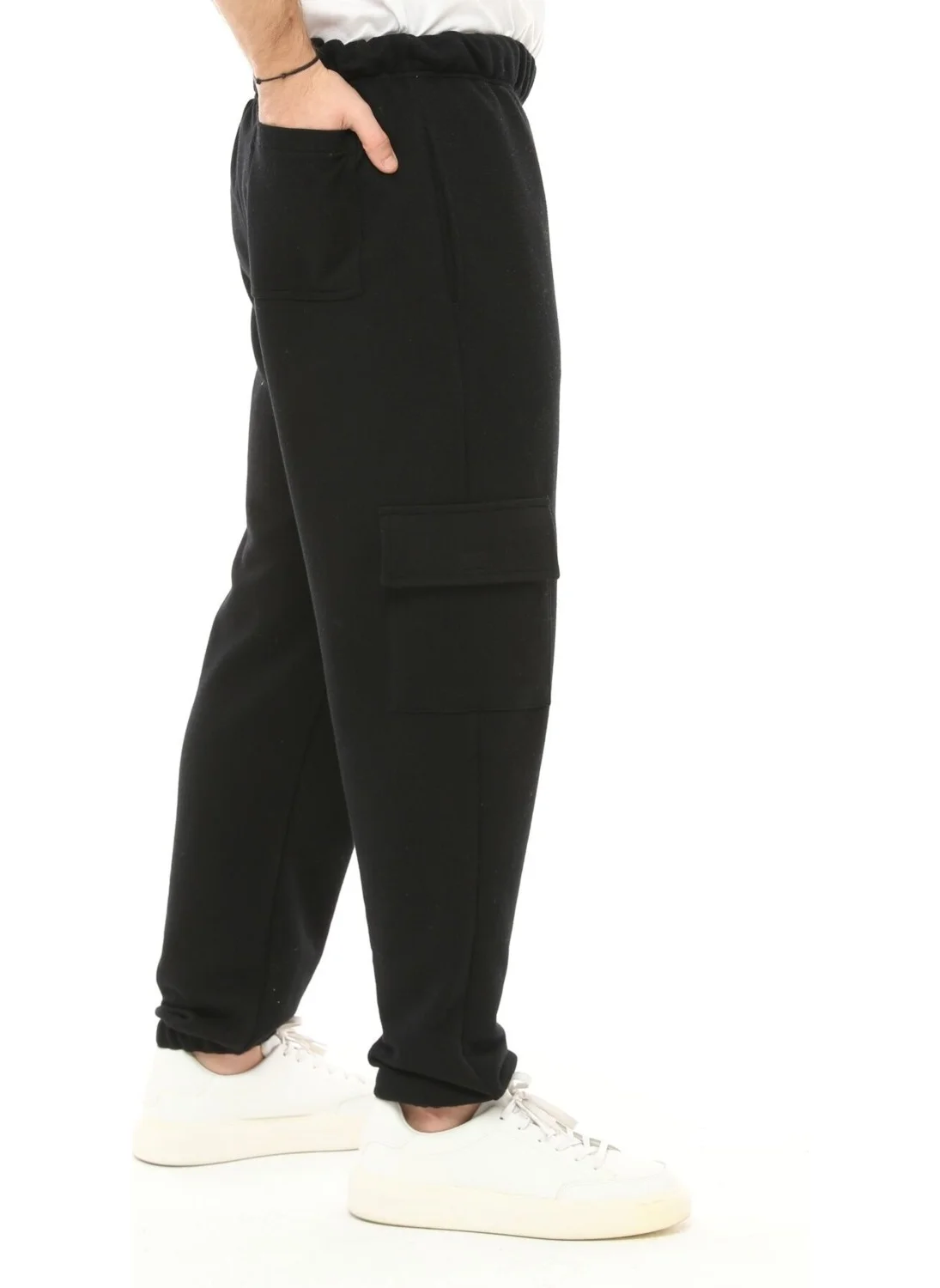 Defy'S Men's Cargo Pocket Jogger Sweatpants Black
