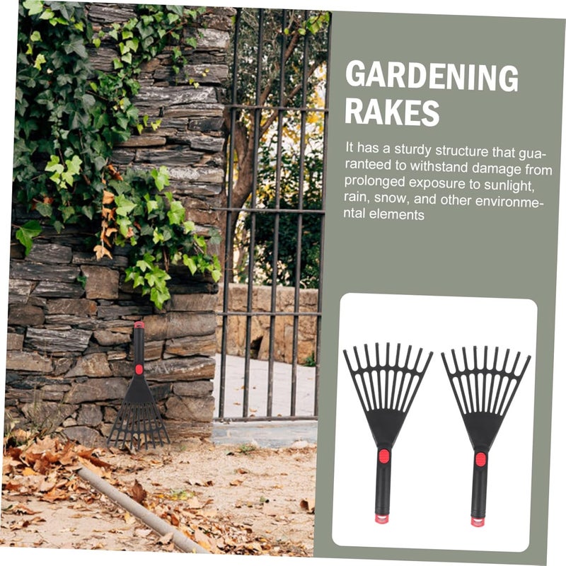 FUNOMOCYA 2pcs Garden Pitchfork Hand Rake Garden Tool Loosening Rake Head Bow Rake Leaves Rake Tools Poly Leaf Rake Gardening Tool Telescopic Leaf Rakes Grass Landscape Rake Plastic Mini - Image 3
