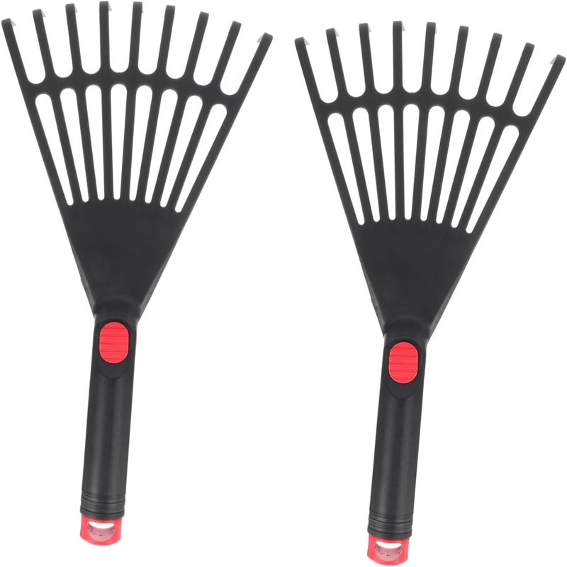 FUNOMOCYA 2pcs Garden Pitchfork Hand Rake Garden Tool Loosening Rake Head Bow Rake Leaves Rake Tools Poly Leaf Rake Gardening Tool Telescopic Leaf Rakes Grass Landscape Rake Plastic Mini - Image 1