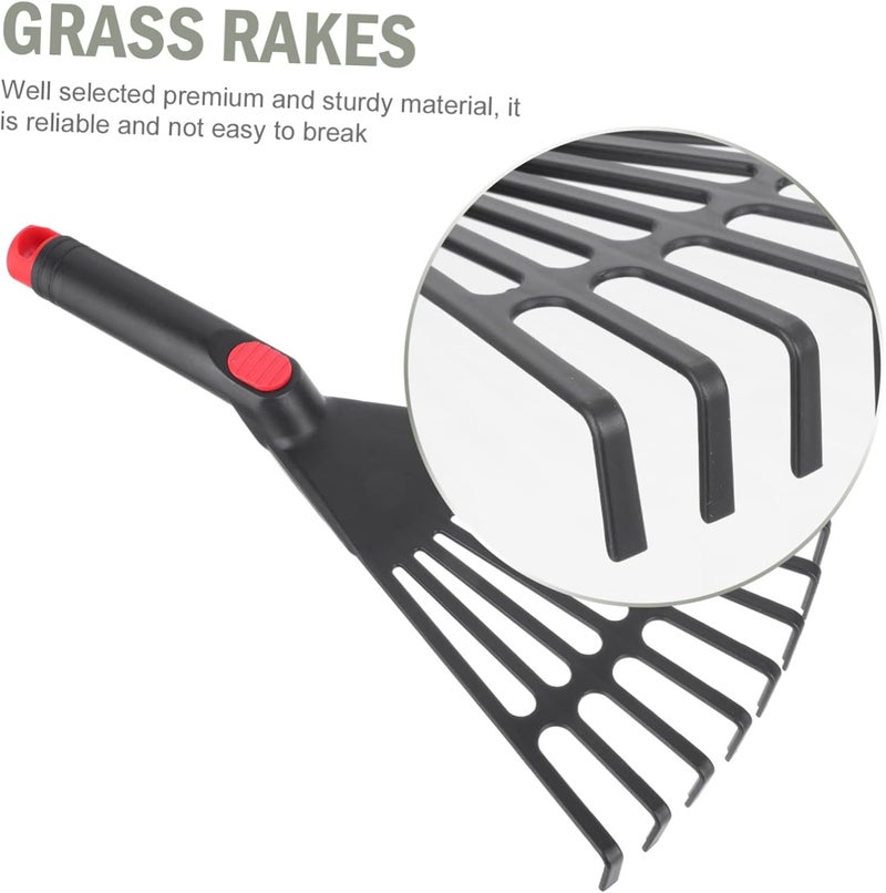 FUNOMOCYA 2pcs Garden Pitchfork Hand Rake Garden Tool Loosening Rake Head Bow Rake Leaves Rake Tools Poly Leaf Rake Gardening Tool Telescopic Leaf Rakes Grass Landscape Rake Plastic Mini - Image 4