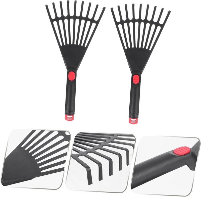 FUNOMOCYA 2pcs Garden Pitchfork Hand Rake Garden Tool Loosening Rake Head Bow Rake Leaves Rake Tools Poly Leaf Rake Gardening Tool Telescopic Leaf Rakes Grass Landscape Rake Plastic Mini - Image 5