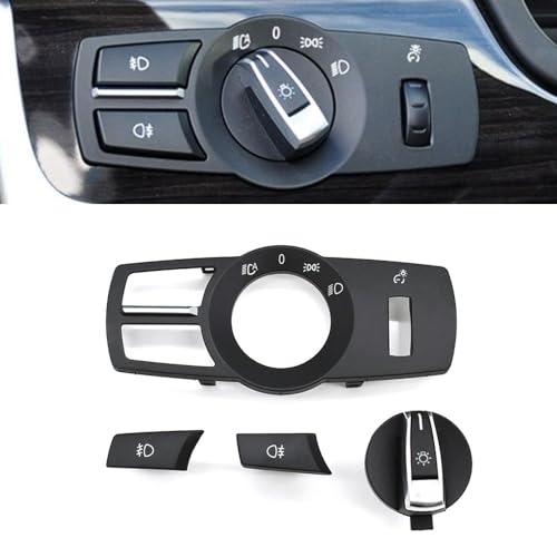 Goodithy Headlight Control Switch Set 4PCS Headlight Button Control Switch Cover Kit Headlight Control Knob Frame Foglight Button for BMW 5 5GT 6 7 Series X3 X4 F01 F02 F10 F11 F07 F06 F12 F25 - Image 1