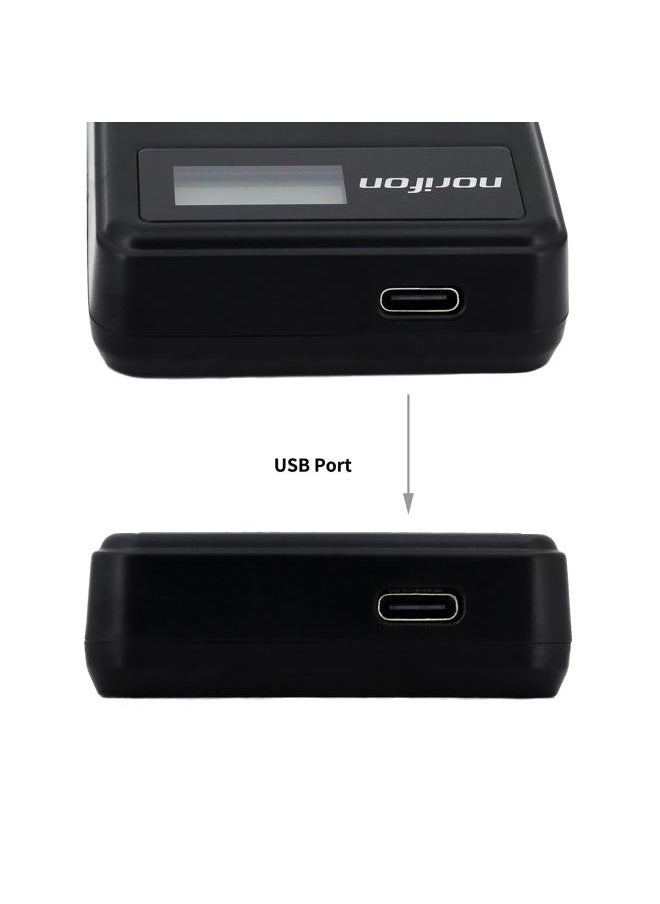 Norifon - D-LI68 LCD USB Charger for Pentax Optio A36, Optio S10, Optio S12, Optio VS20, Q, Q10, Q7 Camera and More - Image 1