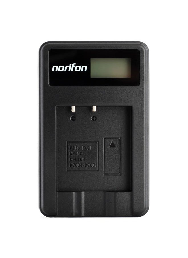 Norifon - D-LI68 LCD USB Charger for Pentax Optio A36, Optio S10, Optio S12, Optio VS20, Q, Q10, Q7 Camera and More - Image 1