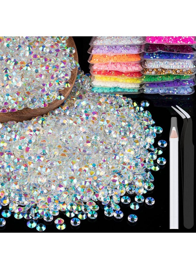 BELLEBOOST 4000Pcs 4Mm Resin Rhinestones Bulk Transparent Ab Flatback Round Jelly Rhinestones Bedazzling Non Hotfix Crystal Gems Large Quantity Wholesale For Diy Crafts Clothes Tumblers Face Makeup Manicure  - Image 1