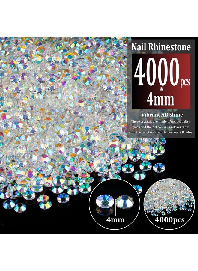 BELLEBOOST 4000Pcs 4Mm Resin Rhinestones Bulk Transparent Ab Flatback Round Jelly Rhinestones Bedazzling Non Hotfix Crystal Gems Large Quantity Wholesale For Diy Crafts Clothes Tumblers Face Makeup Manicure  - Image 2