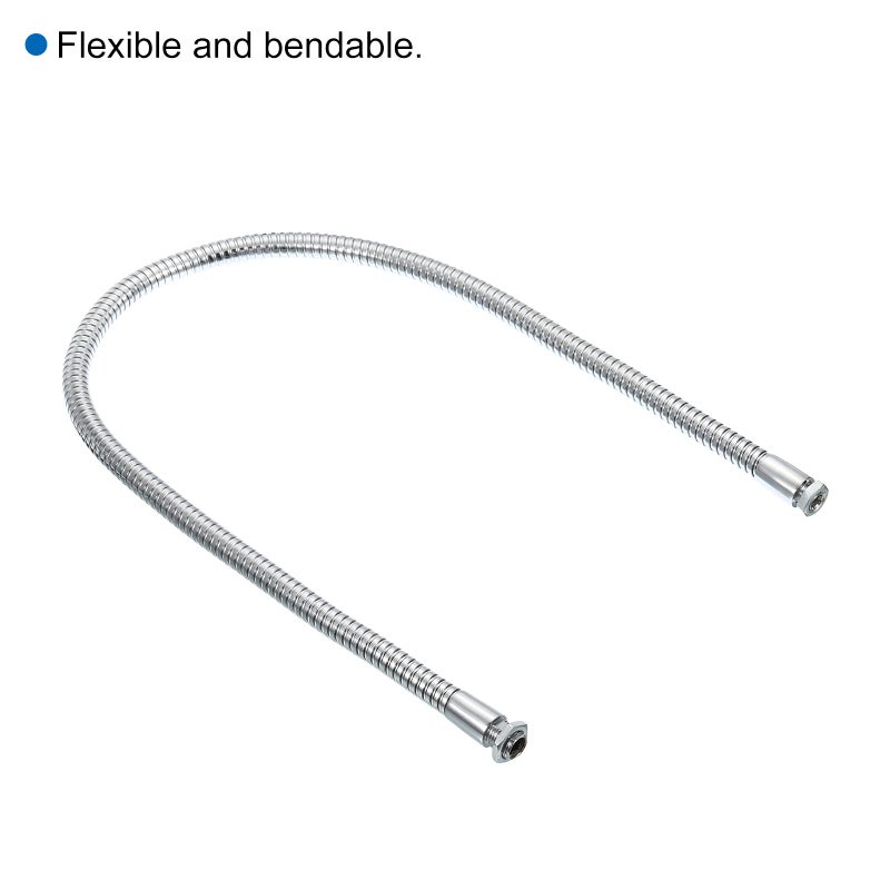PATIKIL 23.6" Microphone Gooseneck, M10/M8 Fine Thread Metal Universal Hose Flexible Arm Gooseneck Tube Extension for Multifunction DIY, Silver Tone - Image 3