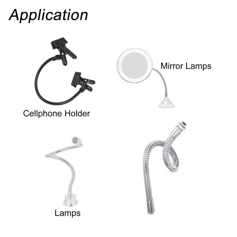 PATIKIL 23.6" Microphone Gooseneck, M10/M8 Fine Thread Metal Universal Hose Flexible Arm Gooseneck Tube Extension for Multifunction DIY, Silver Tone - Image 5