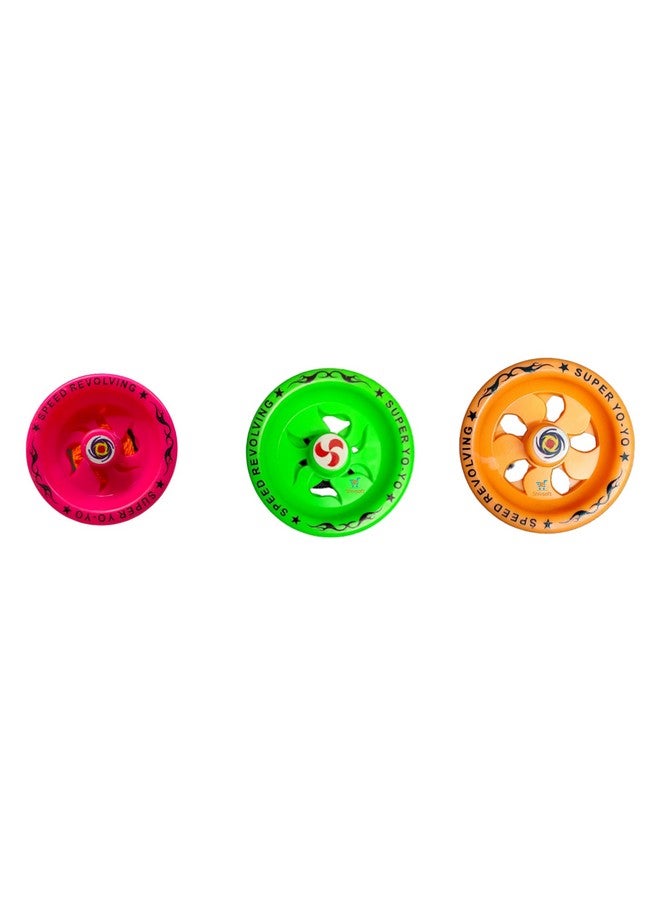Shivsoft ® Fine Quality high Speed Plastic YoYo Spinner Toy Make in India (Pack of 3) Assorted Colours - Image 1