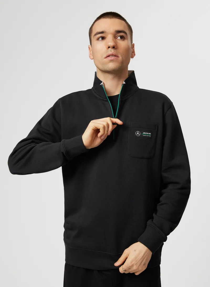 AMG F1 Team black quarter-zip sweatshirt