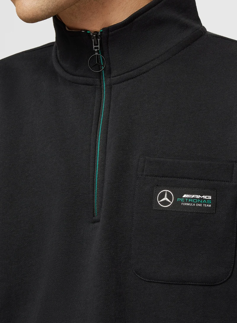 AMG Petronas Formula 1 Team  AMG F1 Team black quarter-zip sweatshirt for Men | Best Price UAE