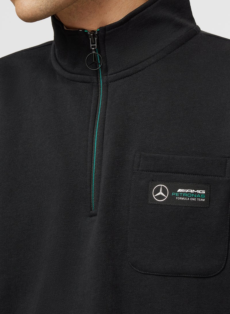 AMG Petronas Formula 1 Team AMG F1 Team black quarter-zip sweatshirt - Image 3