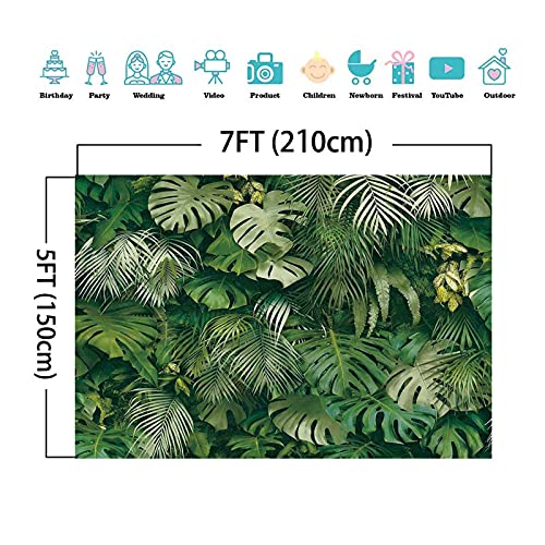 Qian Tropical Green Leaves Theme Photography Backdrops 7X5FT Vinyl Wedding Bride Shower Party Decor Newborn Baby Shower Banner Photo Background Studio Shooting Props - Image 5